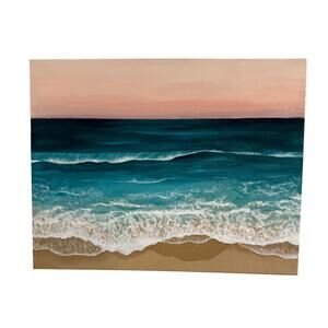 Peaceful Sunset Ocean Wave Hand Painted Canvas Painting Wall Art